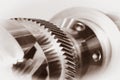 Industrial mechanizm with gears. Retro grunge toning Royalty Free Stock Photo