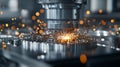 Industrial Metal Machining Process With Sparks Royalty Free Stock Photo