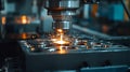 Industrial Metal Machining Process Sparks Flying Royalty Free Stock Photo