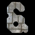 Industrial metal symbol ampersand on black background 3d