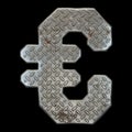 Industrial metal symbol euro on black background 3d