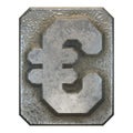 Industrial metal symbol euro on white background 3d