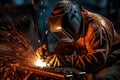 Industrial Metal Welding. Masked worker