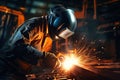 Industrial Metal Welding. Masked worker