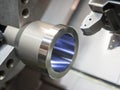 Industrial metal work machining process on CNC l