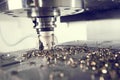 Industrial metalworking cutting process by milling cutter Royalty Free Stock Photo
