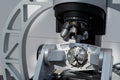 Industrial microscope for metalworking machine - quality control concept Royalty Free Stock Photo