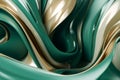 Twisted Waves of Champagne Gold and Forest Green: A Minimalist Blend of Industrial Design in 3D Render