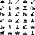 Industrial mining and construction icons set Royalty Free Stock Photo