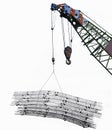 Industrial mobile crane lifting generator Royalty Free Stock Photo