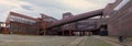 Industrial monument Zollverein colliery with old brick buildings and a large square for deliveries by rail