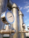 Oil pipeline gauge showing empty 3d render Royalty Free Stock Photo