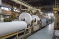 Industrial Paper Mill with Pulp and Paper Rolls Royalty Free Stock Photo