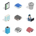 Industrial part of town icons set, isometric style Royalty Free Stock Photo