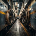 Industrial Perspective Between Two Subway Trains Royalty Free Stock Photo