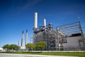 Industrial Petroleum Refinery Plant Smokestacks and Piping Royalty Free Stock Photo