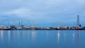 Industrial petroleum refinery river front