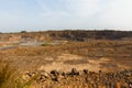 Panoramic survey of a quarry for the extraction of natural stone in Russia