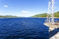 View of the Zeya reservoir from the upper point of the dam of the Zeya hydroelectric station