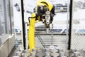 Industrial pick and place, insertion, quality testing or machine tending robot arm Royalty Free Stock Photo