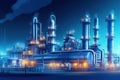 Industrial pipeline oil and gas factory blue color.illustration. Ai generative