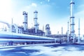 Industrial pipeline oil and gas factory blue color.illustration. Ai generative