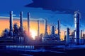 Industrial pipeline oil and gas factory blue color.illustration. Ai generative