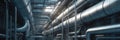 an industrial pipeline or power plant. industrial pipes in industrial facility. Banner. Generative AI