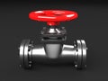 Industrial pipelines and valves with red wheels