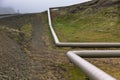 Industrial Pipes at a Geothermal Power Station in Iceland Royalty Free Stock Photo