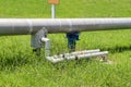 Industrial pipes of steam high pressure beside the road in indus Royalty Free Stock Photo