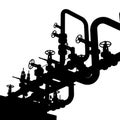 Industrial Piping System with Valves Silhouette Royalty Free Stock Photo