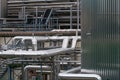 industrial plant. complex with pipes and tanks close-up