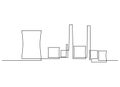 Industrial plant in continuous line art drawing style. Abstract factory buildings minimalist design. Vector illustration Royalty Free Stock Photo