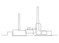 Industrial plant in continuous line art drawing style. Abstract factory buildings minimalist design. Vector illustration Royalty Free Stock Photo