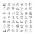 Industrial plant linear icons, signs, symbols vector line illustration set Royalty Free Stock Photo