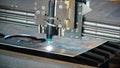 Industrial plasma machine cutting of metal plate. Clip. Cutting metal plates gas cutting. Steel plate cutting by gas