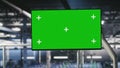 Industrial platform workstation green screen monitor in automated data center Royalty Free Stock Photo