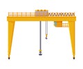 Industrial Port Cargo Harbor Yellow Crane Elevating Equipment Flat Vector Illustration Royalty Free Stock Photo