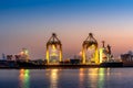 Industrial port with containers, Shipping cargo to harbor Royalty Free Stock Photo