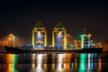 Industrial port with containers, Shipping cargo to harbor Royalty Free Stock Photo