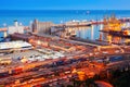 Industrial port de Barcelona in night Royalty Free Stock Photo