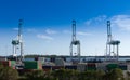 Industrial port in Miami, shipyard, cargo cranes and containers Royalty Free Stock Photo