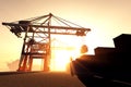 Industrial Port Sunset Sunrise 3D render 1 Royalty Free Stock Photo