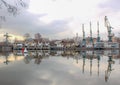 Industrial port view on river in Mooscow Royalty Free Stock Photo