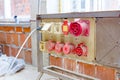 Industrial power outlets, electric plug at the construction site Royalty Free Stock Photo