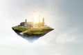 Industrial power plant with smokestack Royalty Free Stock Photo