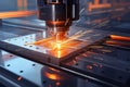 Industrial precision CNC laser cuts metal with advanced technology