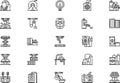 Industrial process icons collection is a vector illustration with editable stroke. Royalty Free Stock Photo