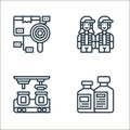 industrial process line icons. linear set. quality vector line set such as bottles, assembly, worker Royalty Free Stock Photo